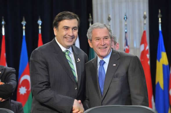 Georgian President Mikheil Saakashvili and US President George Bush. Photo: NATO