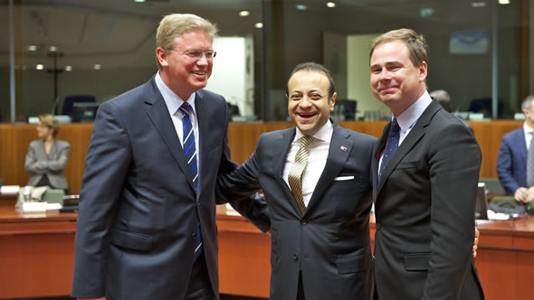 Happiness over the breakthrough on 21 June 2012. Stefan Füle, Member of the European Commission; Egemen Bagis, Turkish Minister for EU Affairs, and Nicolai Wammen, Danish Minister for European Affairs. Photo: The Council of the European Union