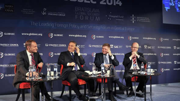 Panel of the four Visegrad prime ministers. Photo: Globsec conference