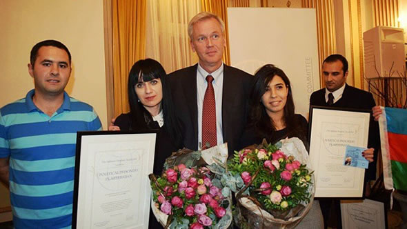 Bjorn Engesland with relatives of the winners of the Sakharov Freedom Award. Photo NHC