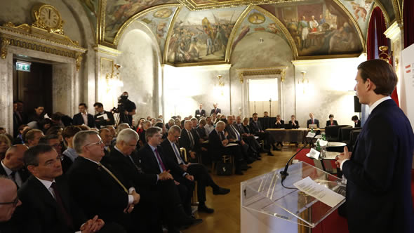 Introduction by Austrian Foreign Minister Sebastian Kurz. Photo: Austrian Foreign Ministry