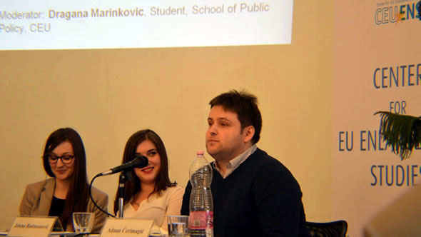 ESI analyst Adnan Cerimagic speaking at the CEU conference. Photo: CEU