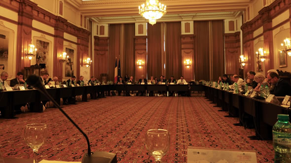 Aspen meeting in the "Palace of Parliament", formerly Cheausescu's palace. Photo: ESI