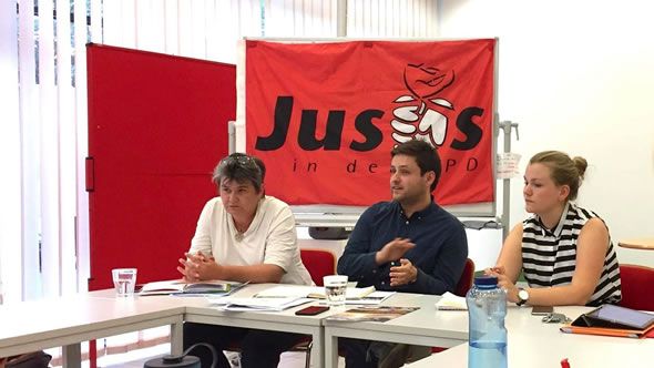 Adnan with Jusos members. Photo: ESI