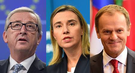 Jean-Claude Juncker - Federica Mogherini - Donald Tusk