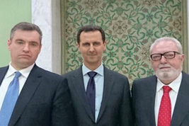 Leonid Slutsky, Bashar al Assad, and Pedro Agamunt (March 2017)