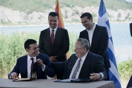 Leaders of Greece and Macedonia, Lake Prespa, 17 June 2018