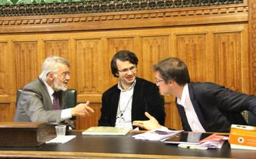 Presenting on Azerbaijan in the House of Commons in June 2012: MP Paul Flynn, former political prisoner and writer Emin Milli and ESI's Gerald Knaus