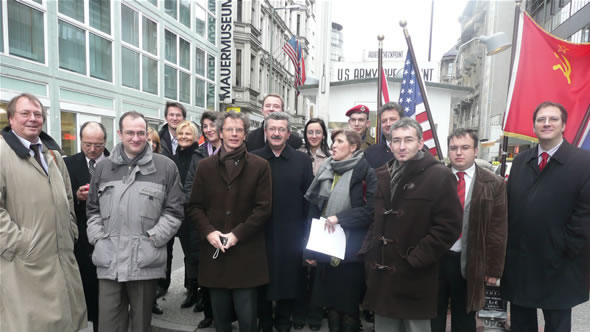 Group photo at Checkpoint Charlie