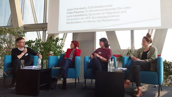 Gerald Knaus, Katja Kipping, Lin Hierse (moderator), and Jana Ciernioch. Photo: ESI