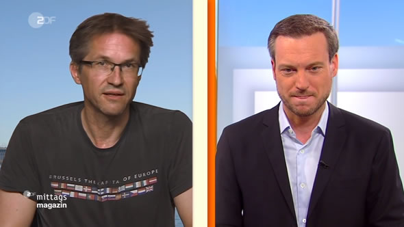 Interview with ESI’s Gerald Knaus and ZDF presenter Andreas Wunn. Screenshot: ZDF