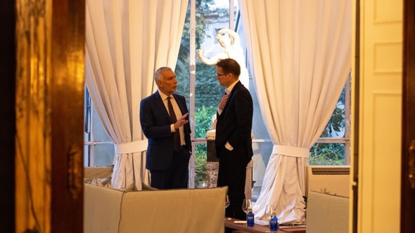 Gerald with Ambassador Stefano Sannino at the Italian Embassy in Madrid. Photo: ESI/Kristof Bender