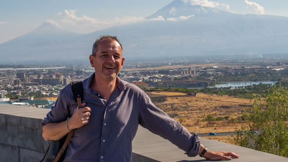 Kristof in Yerevan, in the background Mount Ararat. Photo: ESI