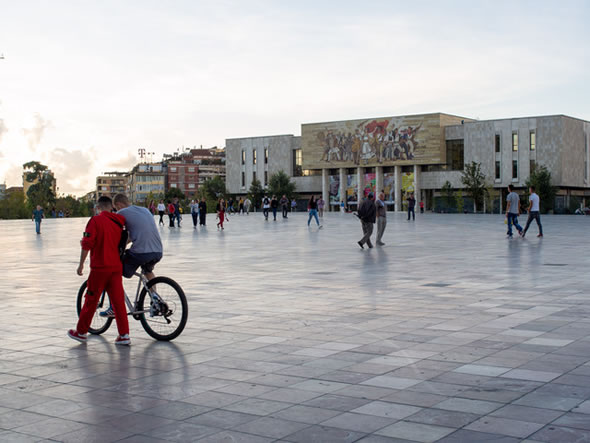 On Tuesday early evening we started with a stroll led by deputy mayor Arbi Mazniku through the centre and Tirana's new car-free main square.