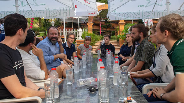 Coffee break with Tirana’s deputy major Arbi Mazniku.