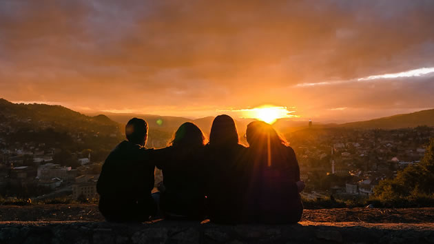 Youths on a hill above Sarajevo. Photo: Exchanges Photos