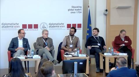 Adnan Cerimagic speaks at a panel. Photo: Diplomatic Academy Vienna