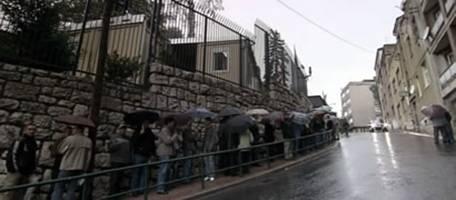A visa queue outside the German embassy in Sarajevo